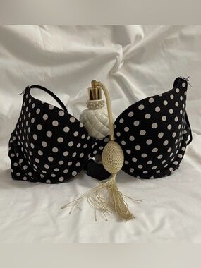 Victoria’s Secret Lined Demi Polka Dot Black Cotton Bra - 36B - 94% Cotton EUC